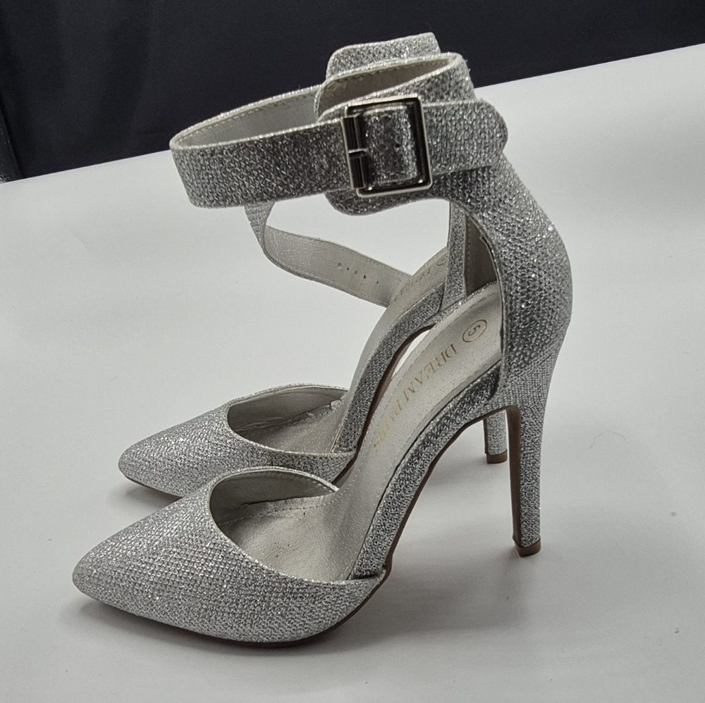 Dream Pairs Silver Glitter Pointed-Toe Ankle-Strap Heels - Picture 6 of 6